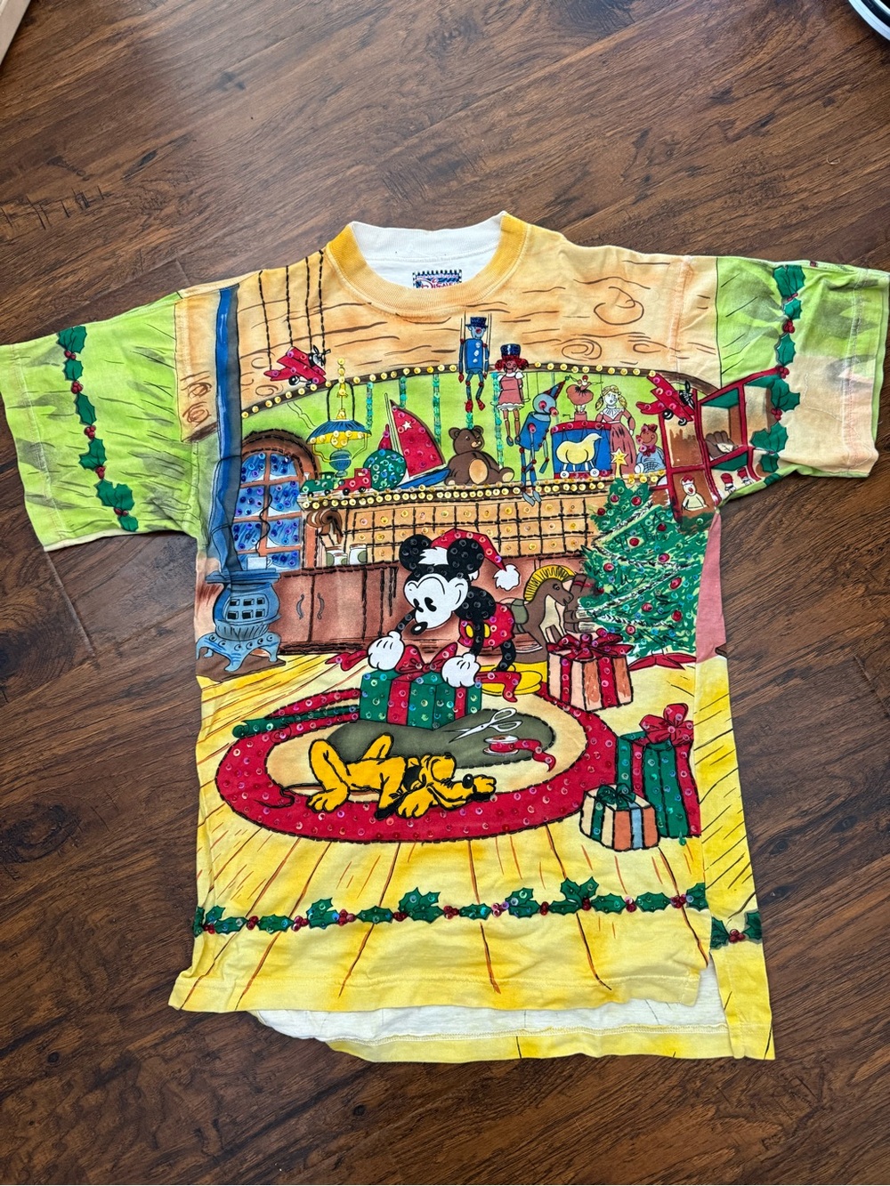 Jou Jou Yellow & Green Mickey Holiday Graphic Tee - Picture 3 of 11